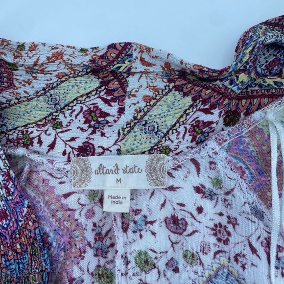 Altar'd State Paisley Kimono Patchwork Size Medium Boho Tie Front - Picture 5 of 10